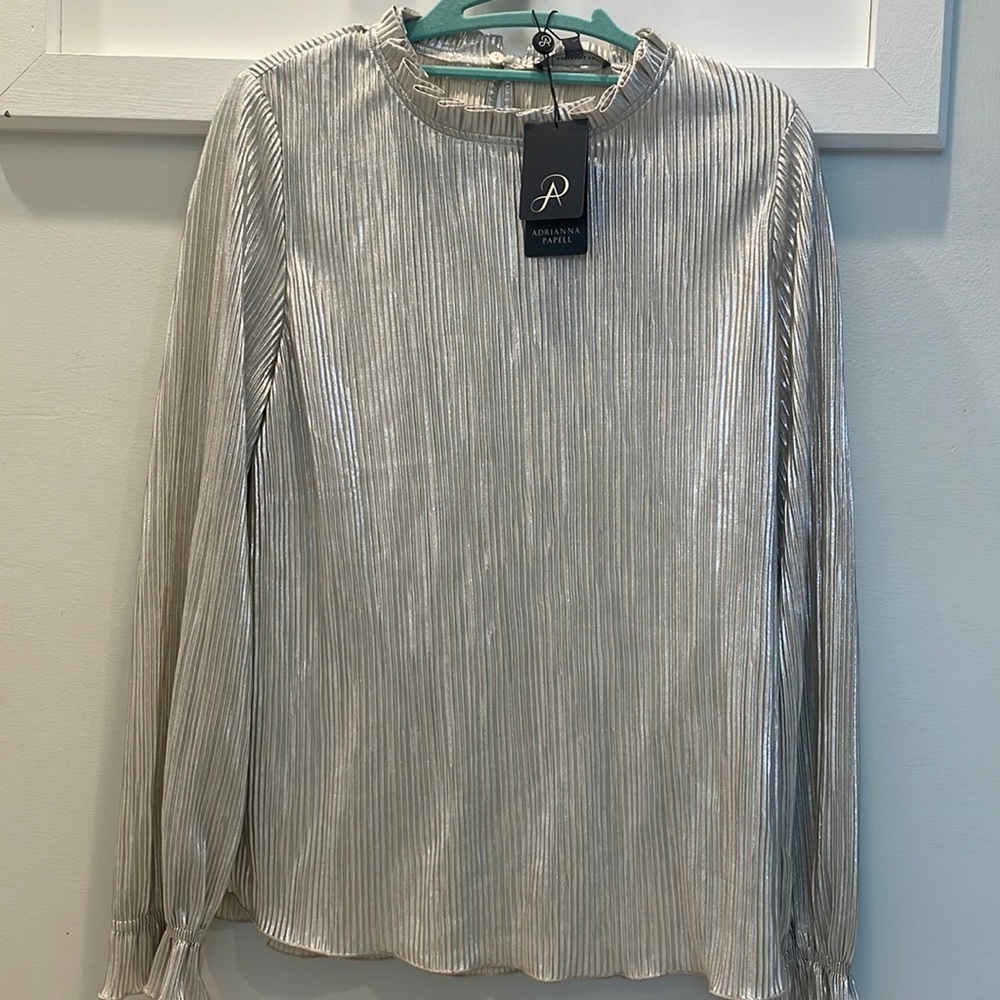 Adrianna Papell champagne long sleeve blouse